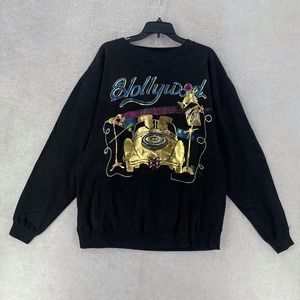 Vintage Hollywood California Sweatshirt Adult XL‎ Black Crew Neck 90s Sweater